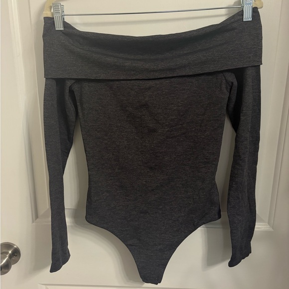 Aritzia Off-Shoulder Charcoal Bodysuit - Picture 2 of 3